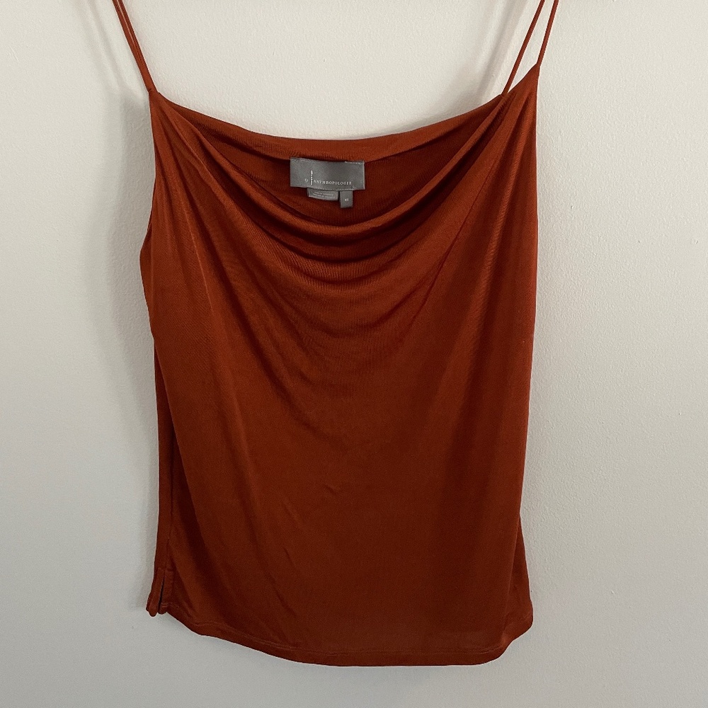 Anthropologie Cowl Neck Top in Rust XS